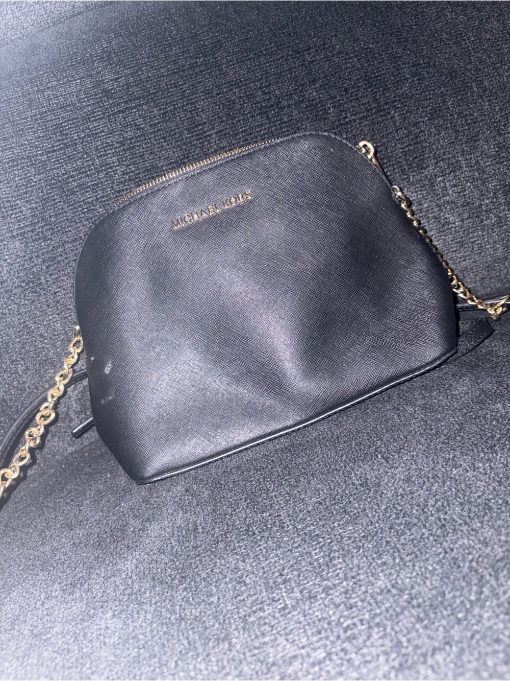 Michael Kors Black Saffiano Crossbody with Gold Chain